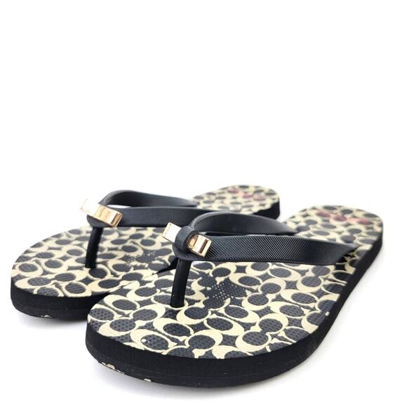 Coach New York Black LOGO Flip Flop Sandals - 5/6 - Picture 3 of 8